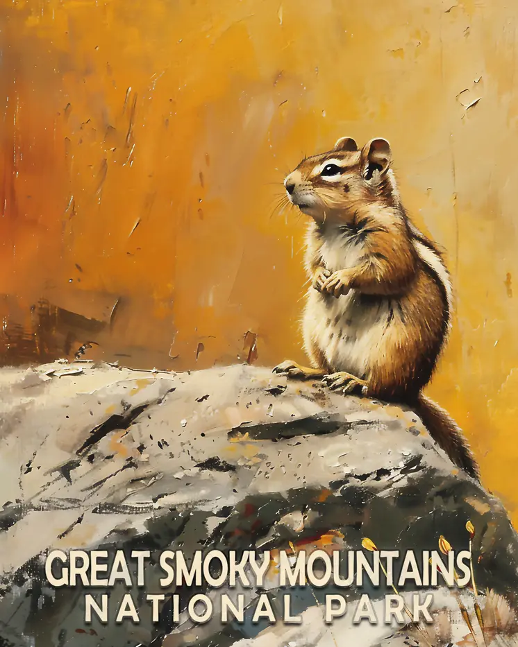 Chipmunk - Smoky Mountains Souvenir Home Decor Wall Art Prints – 8″x10″ Artwork – 11″x14″ Matte