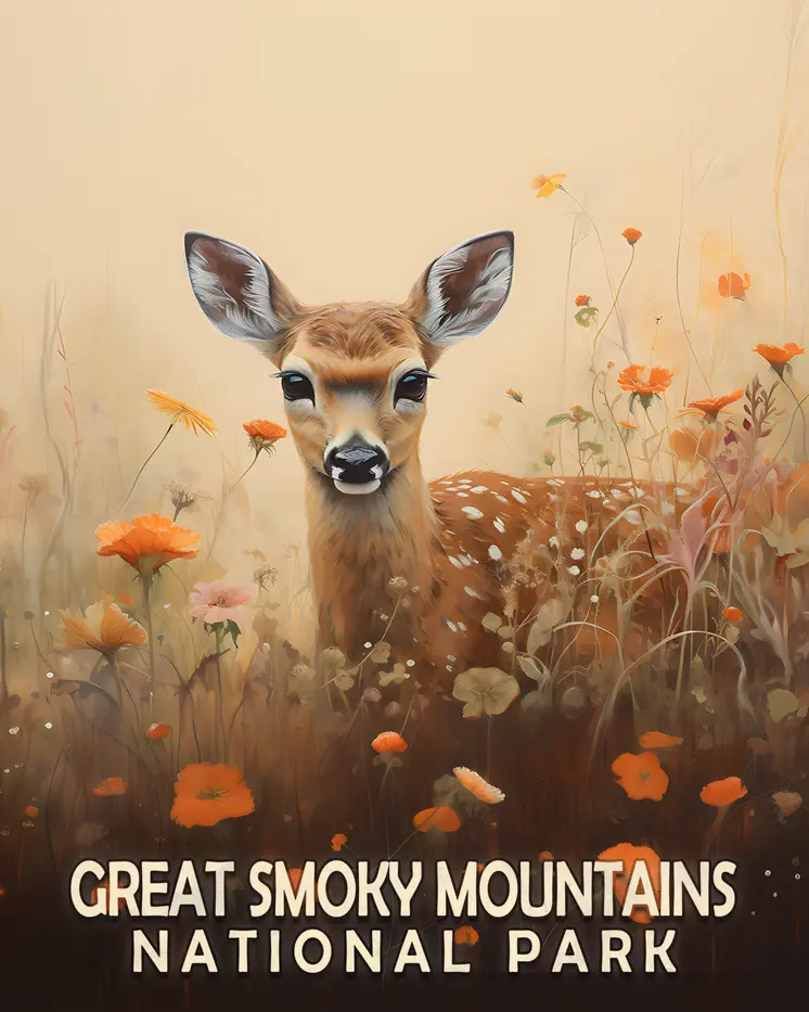 Fawn - Smoky Mountains Souvenir Home Decor Wall Art Prints – 8″x10″ Artwork – 11″x14″ Matte
