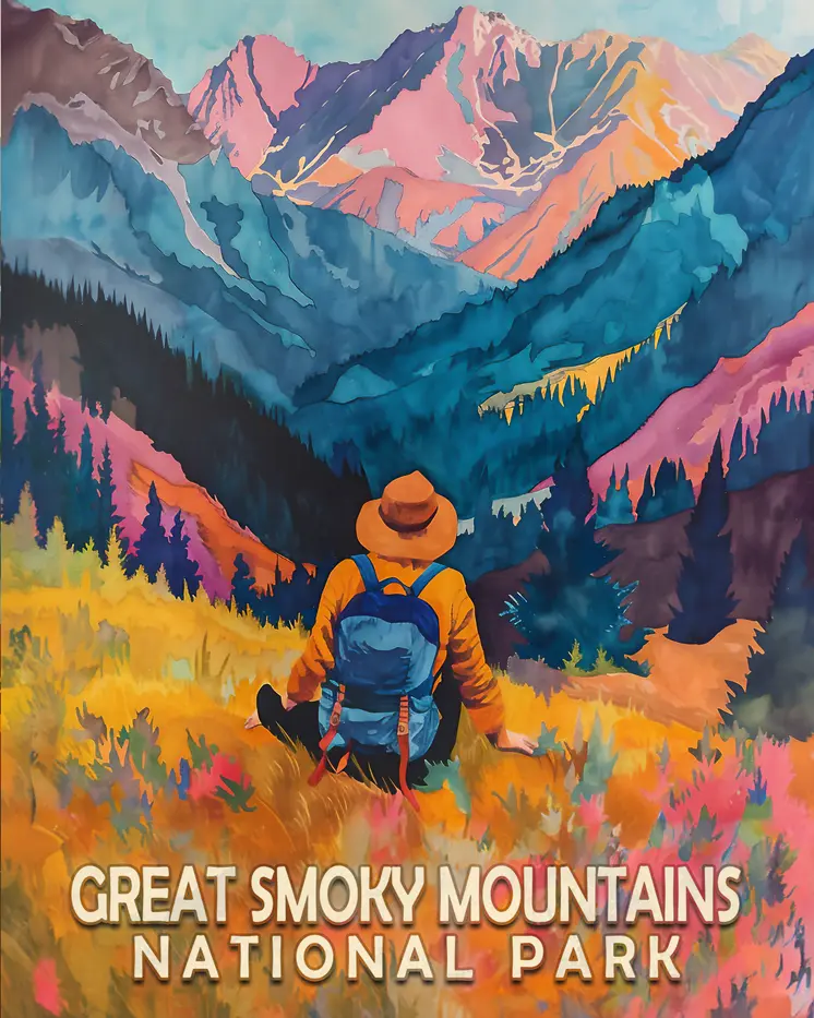 Hiking - Smoky Mountains Souvenir Home Decor Wall Art Prints – 8″x10″ Artwork – 11″x14″ Matte