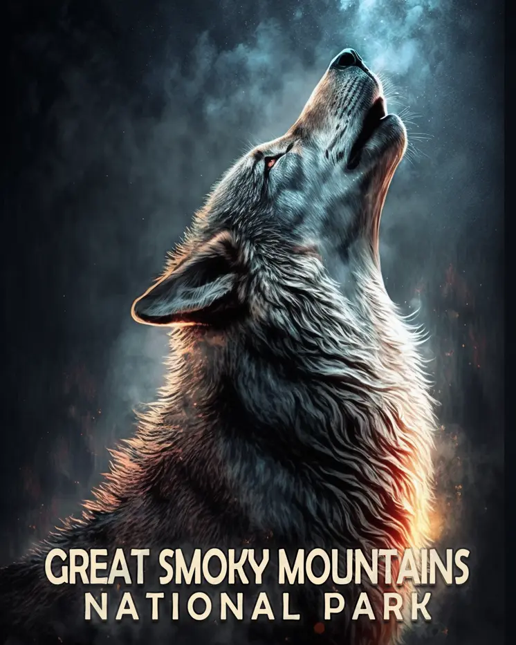 Howling Wolf - Smoky Mountains Souvenir Home Decor Wall Art Prints – 8″x10″ Artwork – 11″x14″ Matte