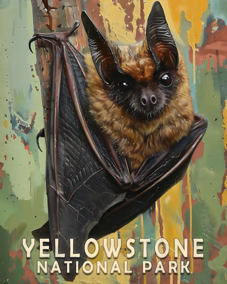Impressionist Bat - Yellowstone National Park Souvenir Home Decor Wall Art Prints – 8″x10″ Artwork – 11″x14″ Matte