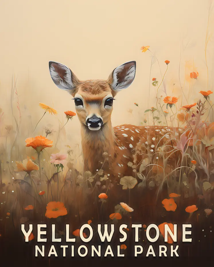 Fawn - Yellowstone National Park Souvenir Home Decor Wall Art Prints – 8″x10″ Artwork – 11″x14″ Matte