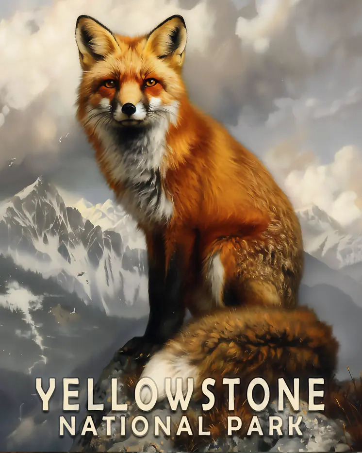 Red Fox - ellowstone National Park Souvenir Home Decor Wall Art Prints – 8″x10″ Artwork – 11″x14″ Matte