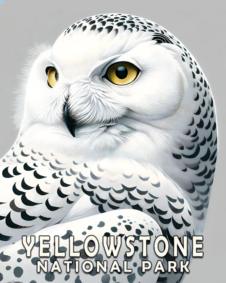 Snowy Owl - Yellowstone National Park Souvenir Home Decor Wall Art Prints – 8″x10″ Artwork – 11″x14″ Matte