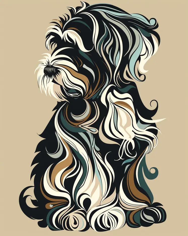 Stylistic Petit Basset Griffon Vendéen 8”x10” Art Print
