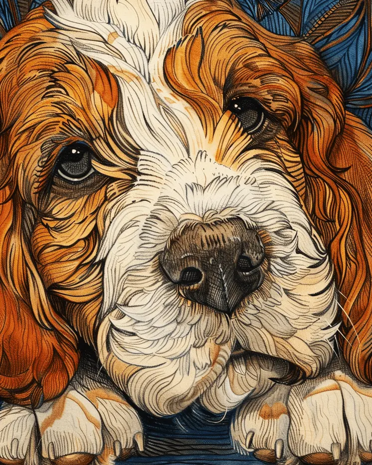 Impressionist Petit Basset Griffon Vendéen 8”x10” Art Print