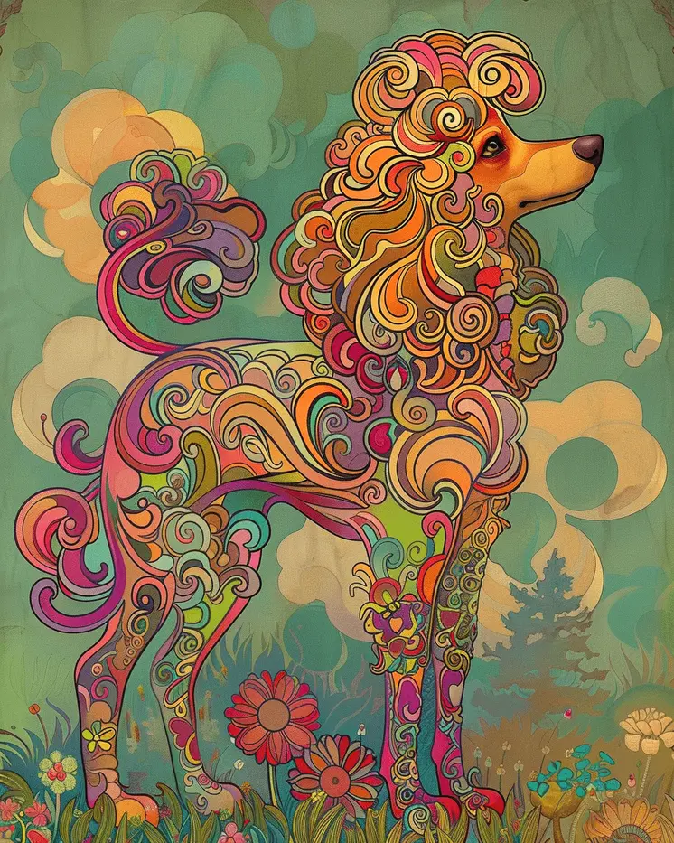 Nouveau Poodle 8”x10” Art Print
