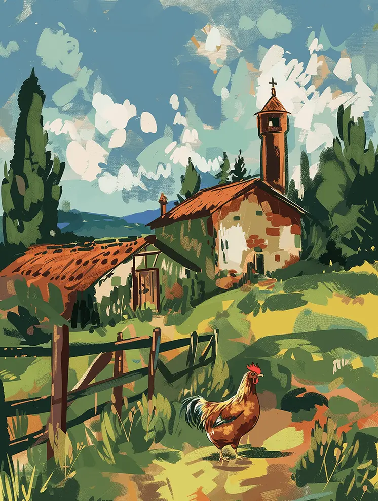 Vintage Country Farmland 8"x10" Art Print