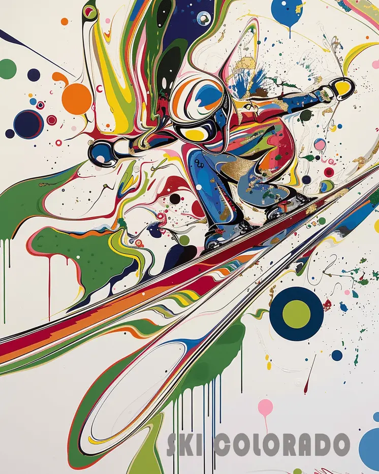 Colorado Abstract Extreme Skier - 8"x10" Wall Art Print - Mowbi's Ski & Snowboard Collection