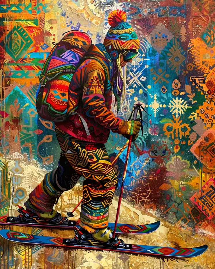 BOHO Skier - 8"x10" Wall Art Print - Mowbi's Ski & Snowboard Collection