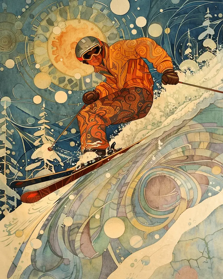 BOHO Skier – 8″x10″ Wall Art Print – Mowbi’s Ski & Snowboard Collection
