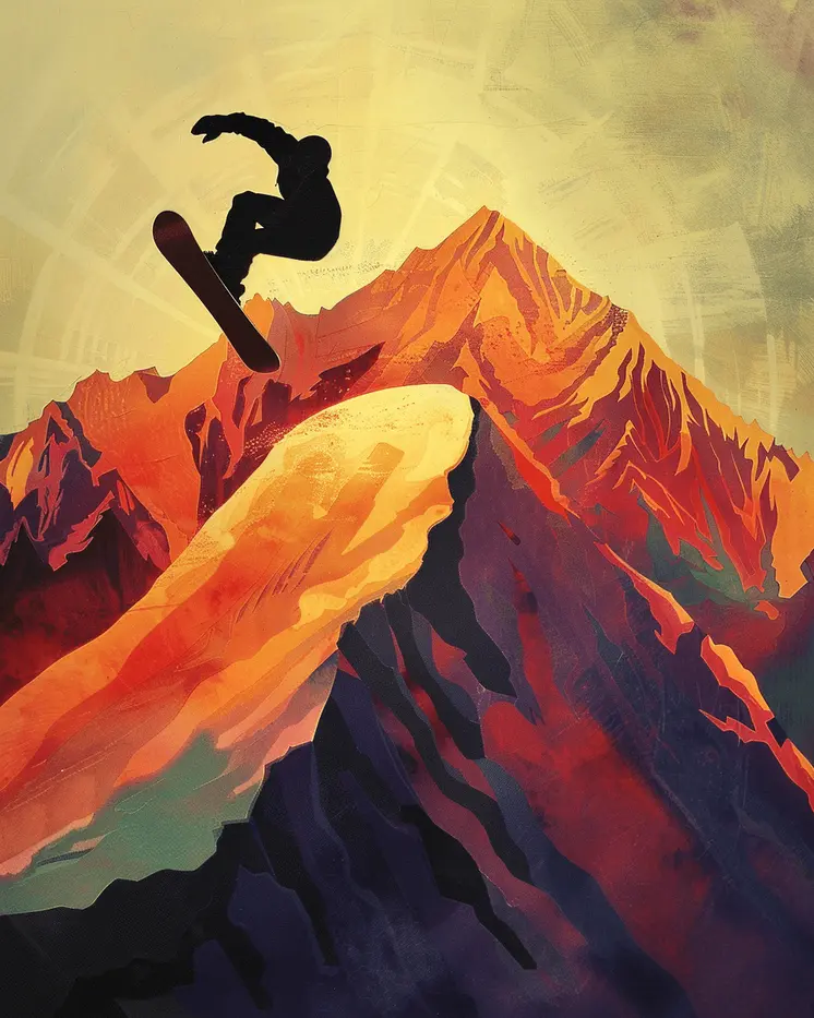 Impressionist Snowboarder – 8″x10″ Wall Art Print – Mowbi’s Ski & Snowboard Collection