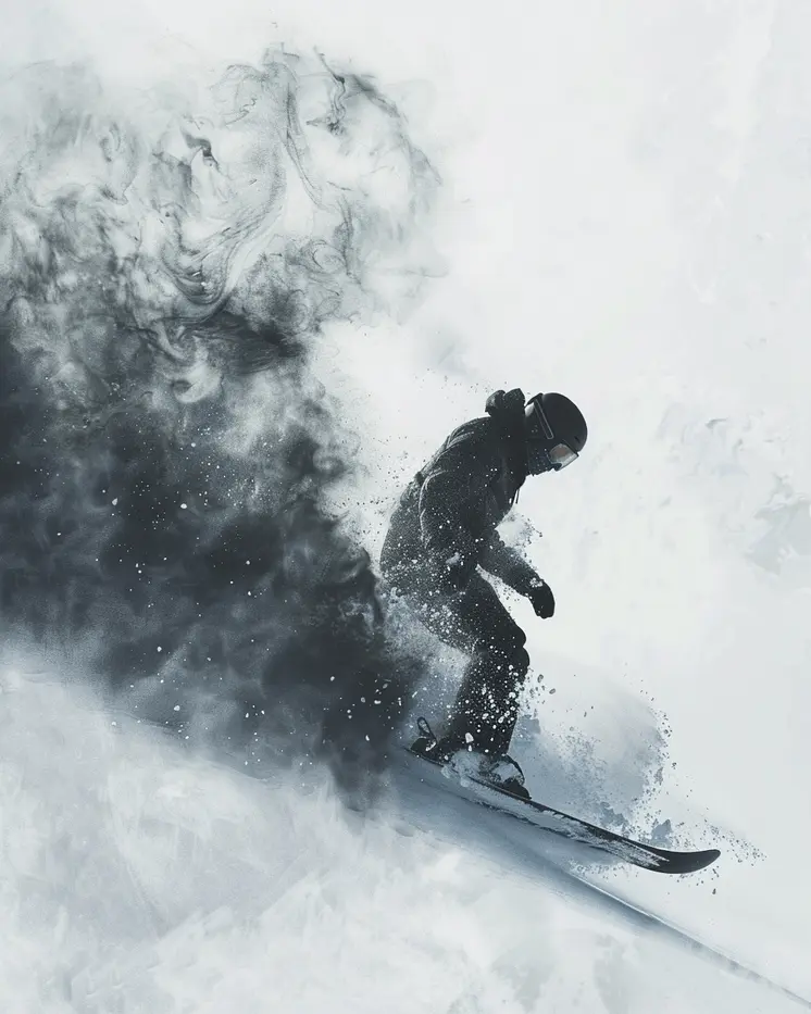 Snowboarding in Powder 8"x10" Art Print