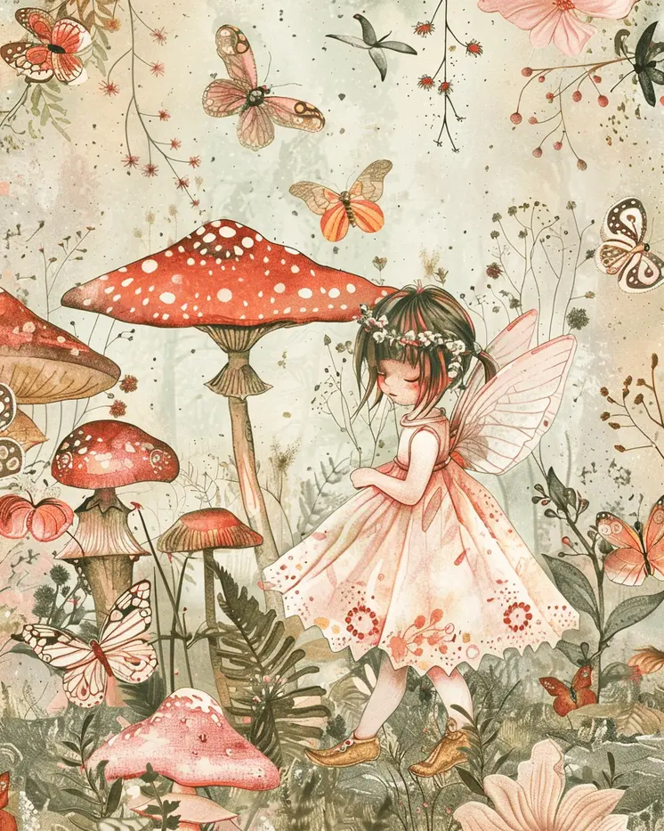 Vintage Fairy Mixed Media 8"x10" Art Print