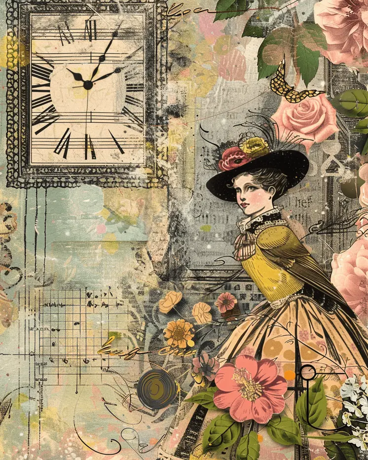 Victorian Lady Mixed Media 8"x10" Art Print