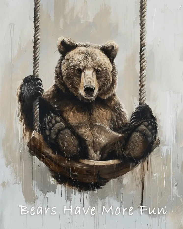 Bears Have More Fun - Grizzly Bear 8"x10" Art Print