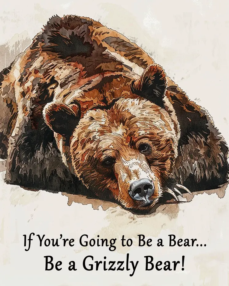 If You're Going to be a Bear, Be a Grizzly Bear 8"x10" - Mowbi's Funny Humorous Wall Art Prints