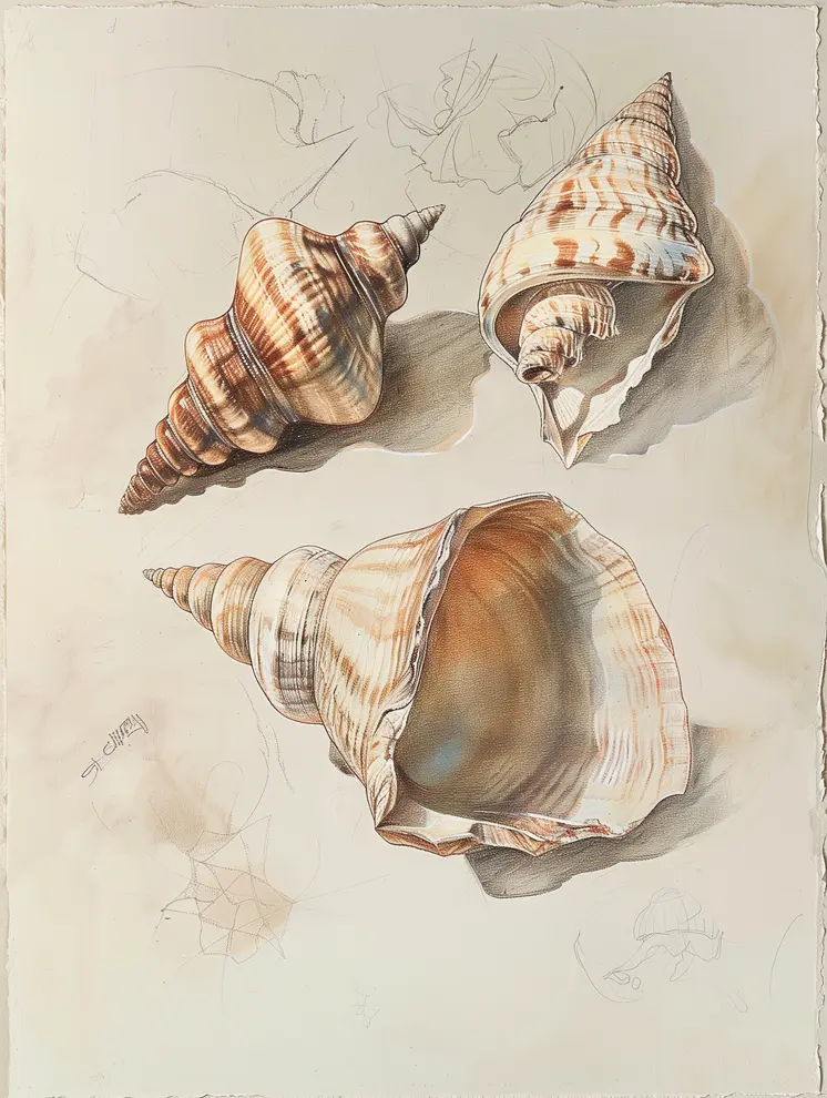 Three Found Shells Sketches 8”x10” Art Print
