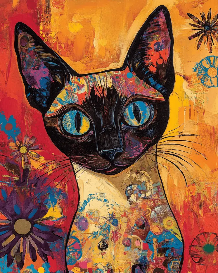 Abstract Siamese Cat - Abstract Art - Pet Wall Art – 8″x10″ Artwork – 11″x14″ Matte