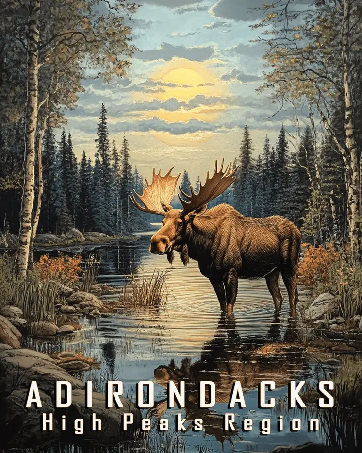 Moose - Adirondack State Park Souvenir Home Decor Wall Art Prints – 8″x10″ Artwork – 11″x14″ Matte