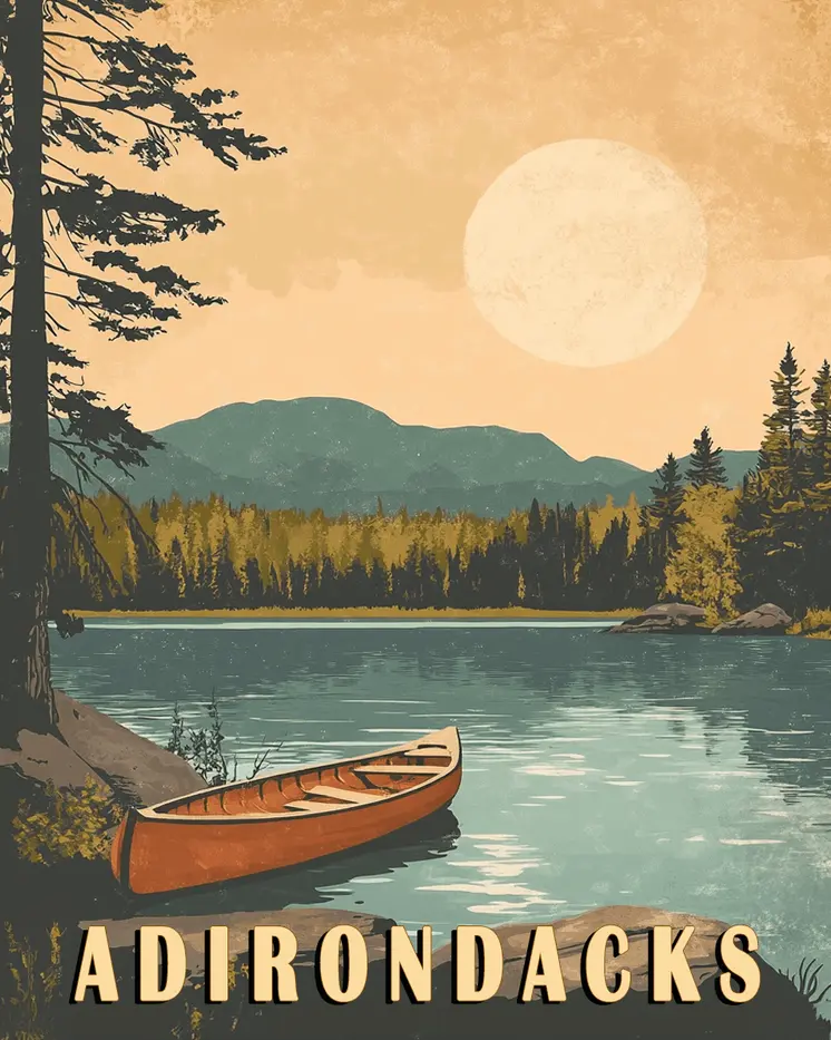 Tupper Lake Morning - Adirondack State Park Souvenir Home Decor Wall Art Prints – 8″x10″ Artwork – 11″x14″ Matte