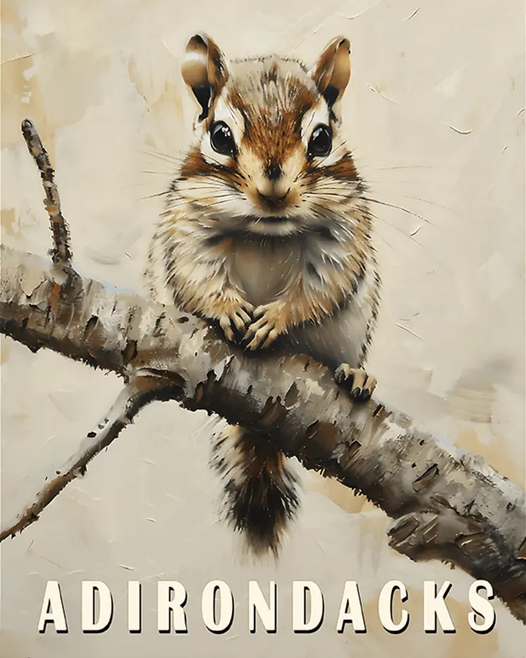 Baby Chipmunk - Adirondack State Park Souvenir Home Decor Wall Art Prints – 8″x10″ Artwork – 11″x14″ Matte