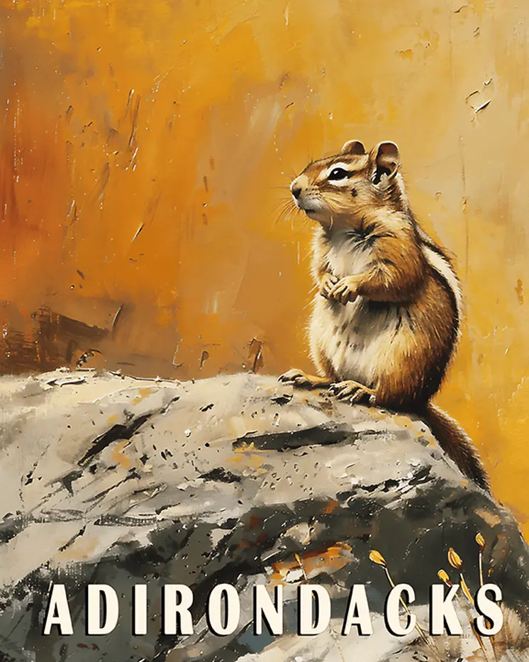 Chipmunk - Adirondack State Park Souvenir Home Decor Wall Art Prints – 8″x10″ Artwork – 11″x14″ Matte