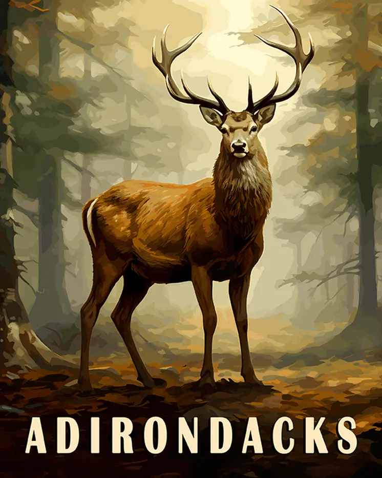 Buck Deer - Adirondack State Park Souvenir Home Decor Wall Art Prints – 8″x10″ Artwork – 11″x14″ Matte