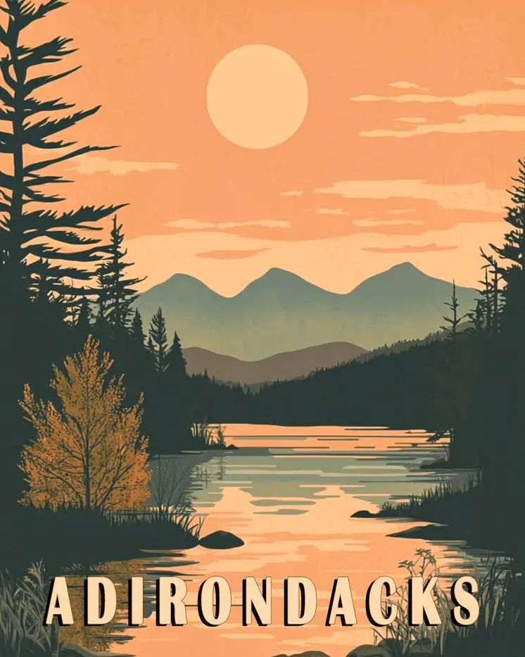 Saranac Lake Afternoon - Adirondack State Park Souvenir Home Decor Wall Art Prints – 8″x10″ Artwork – 11″x14″ Matte