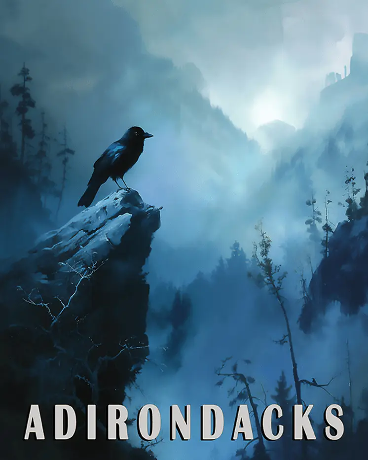 Raven - Adirondack State Park Souvenir Home Decor Wall Art Prints – 8″x10″ Artwork – 11″x14″ Matte
