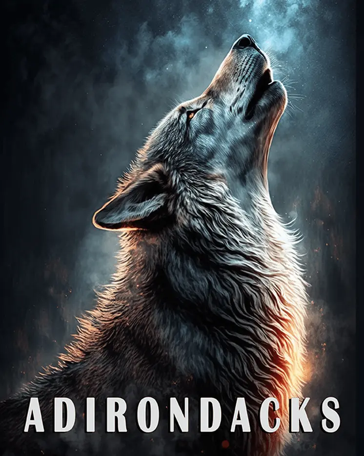Howling Wolf - Adirondack State Park Souvenir Home Decor Wall Art Prints – 8″x10″ Artwork – 11″x14″ Matte