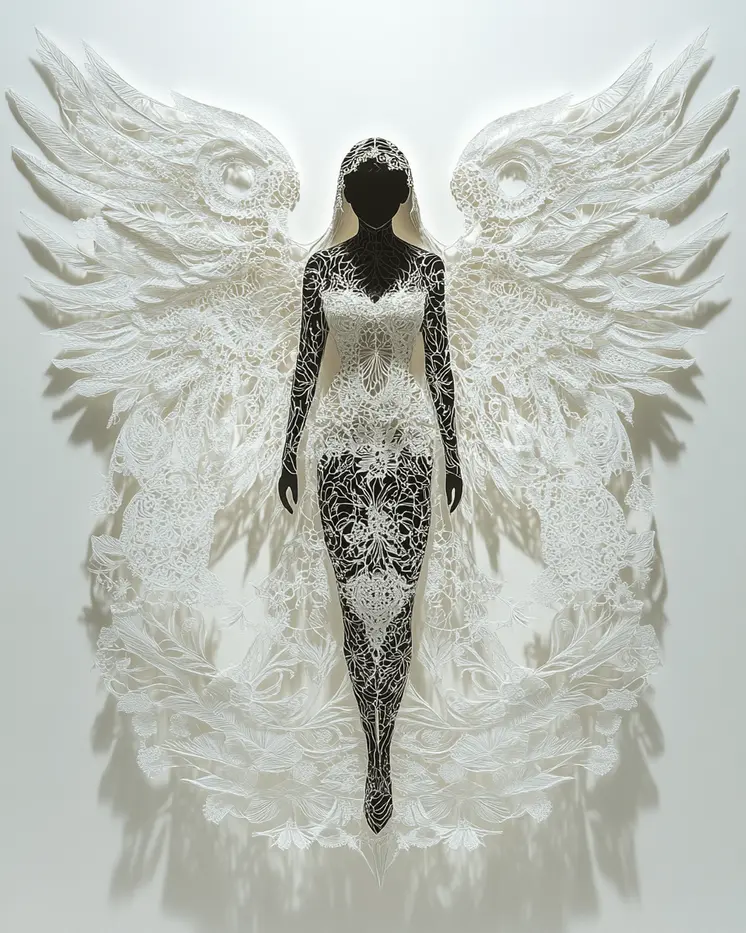 Black Lacy Angel - Angels and Church Wall Art Prints - 8"x10" Art Print for 11"x14" Frame