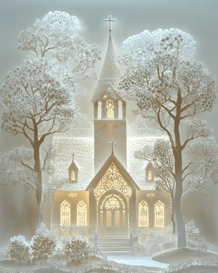 Lacy Church - Angels and Church Wall Art Prints - 8"x10" Art Print for 11"x14" Frame