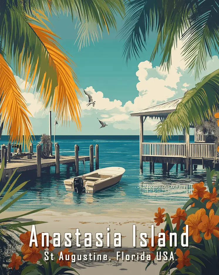 Name Drop - Anastasia Island - Wall Art Print - Ocean Seaside Beachcore - 8"x10" Artwork - 11"x14" Matte