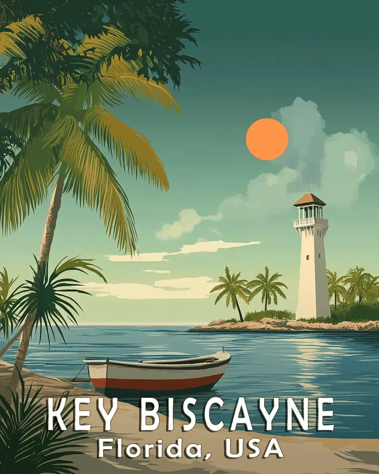 Name Drop - Key Biscayne - Wall Art Print - Ocean Seaside Beachcore - 8"x10" Artwork - 11"x14" Matte