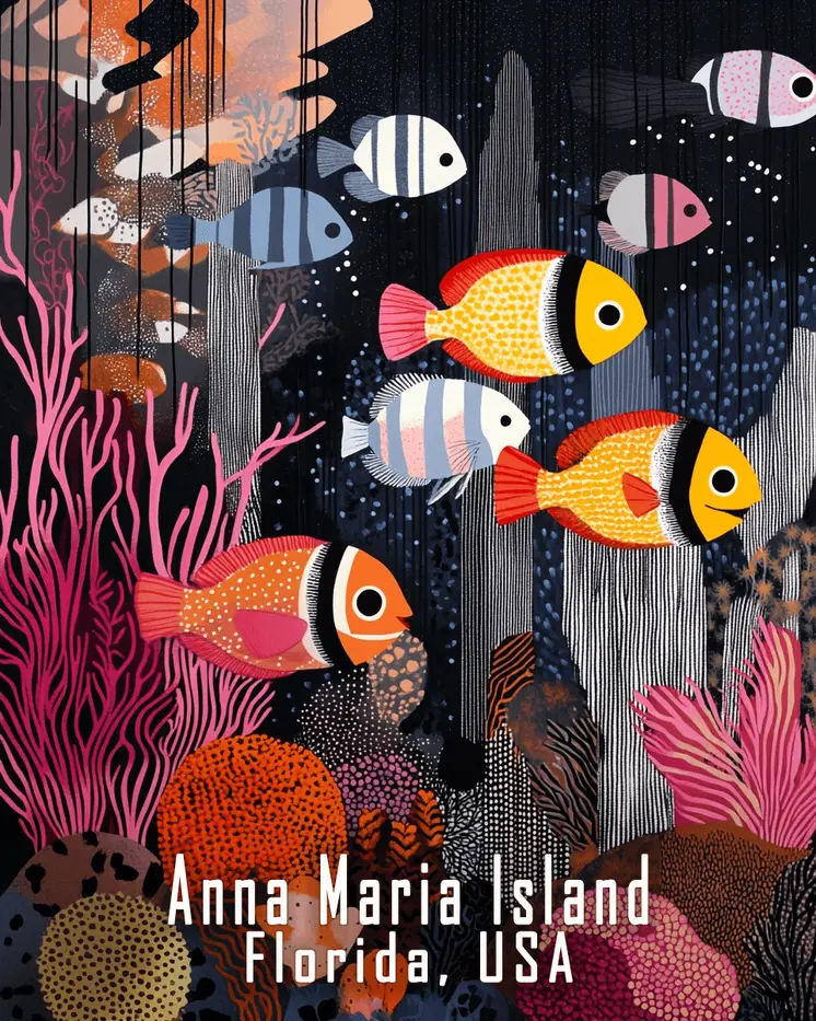 Name Drop - Anna Maria Island - Wall Art Print - Ocean Seaside Beachcore - 8"x10" Artwork - 11"x14" Matte