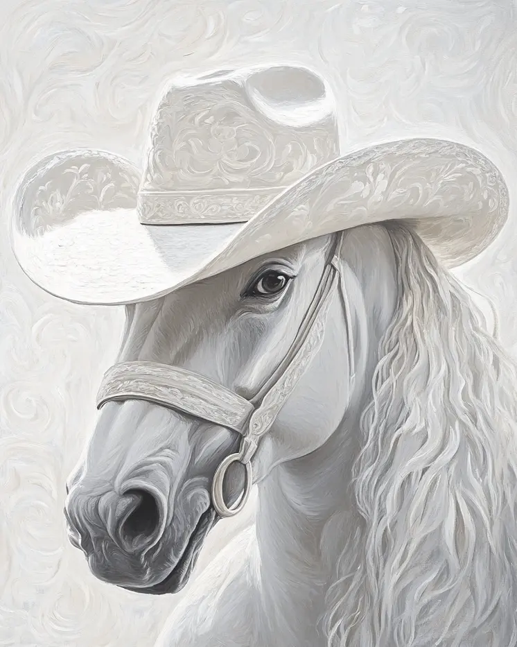 White Horse - Wall Art Print - Western Decor  8"x10" Artwork - 11"x14" Mat