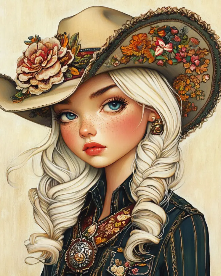 Cowgirl #9 - Cowgirl Wall Art Prints - Western Decor  8"x10" Artwork - 11"x14" Mat
