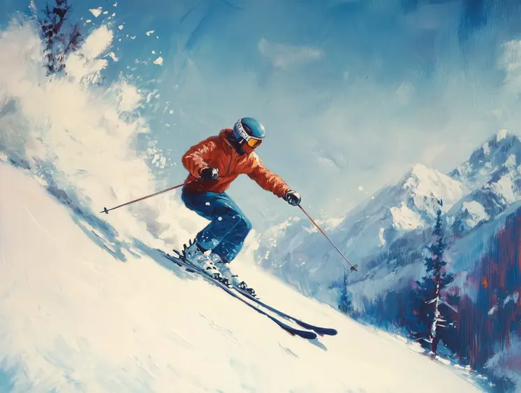 Hotdogging Skier – 8″x10″ Wall Art Print – Mowbi’s Ski & Snowboard Collection