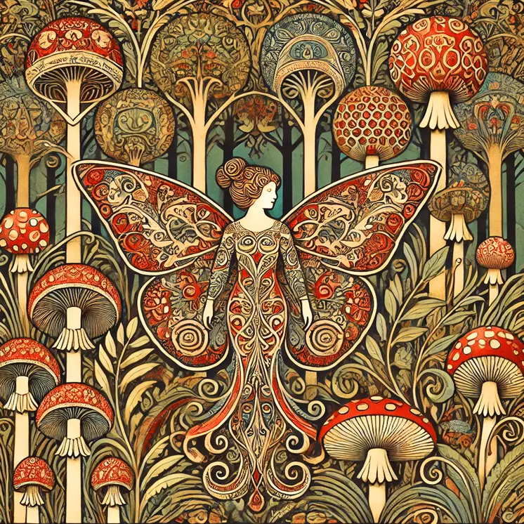 Art Nouveau Fairy - Wall Art Print - Fantasy Art - 8"x8" Artwork - 12"x12" Matte