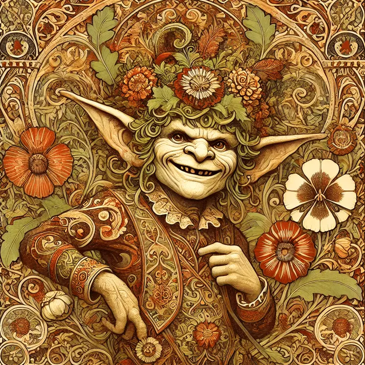Art Nouveau Leprechaun - Wall Art Print - Fantasy Art - 8"x8" Artwork - 12"x12" Matte