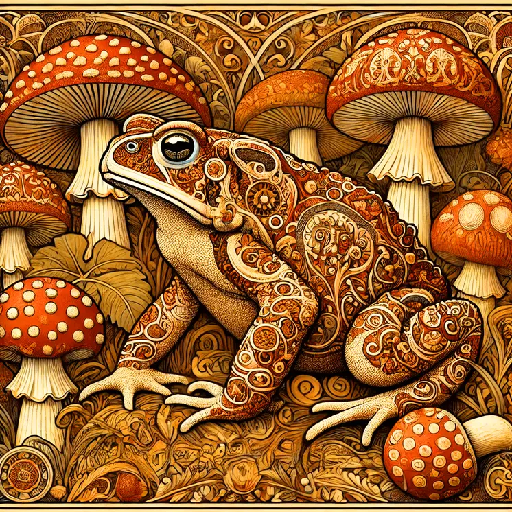 Art Nouveau Toad - Wall Art Print - Fantasy Art - 8"x8" Artwork - 12"x12" Matte