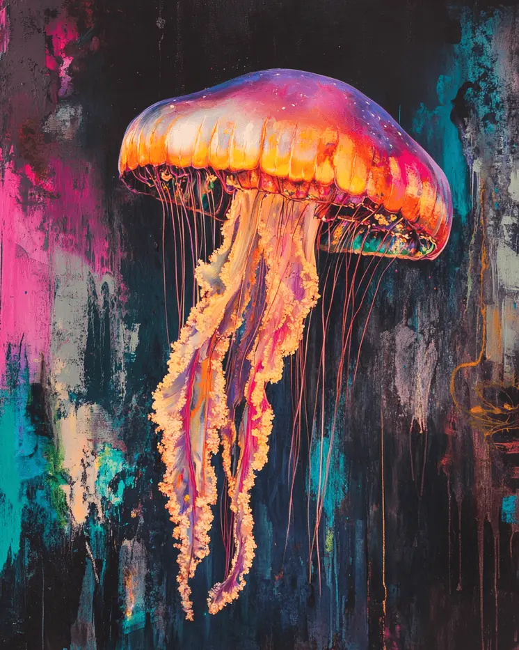 Impressionist Jellyfish - Wall Art Print - Ocean Seaside Beachcore - 8"x10" Artwork - 11"x14" Matte