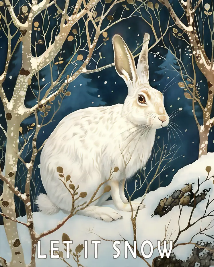 Snow Bunny - Let It Snow #1 - Wall Art Print - Ski Snowboard Winter - 8"x10" Artwork - 11"x14" Matte
