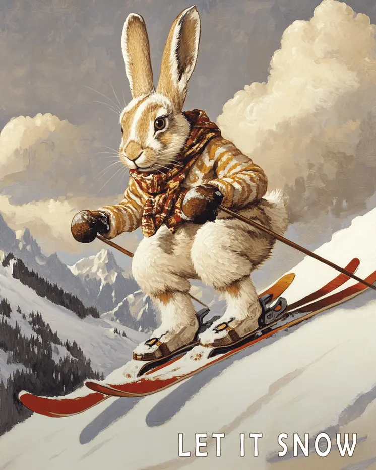 Snow Bunny - Let It Snow #2 - Wall Art Print - Ski Snowboard Winter - 8"x10" Artwork - 11"x14" Matte