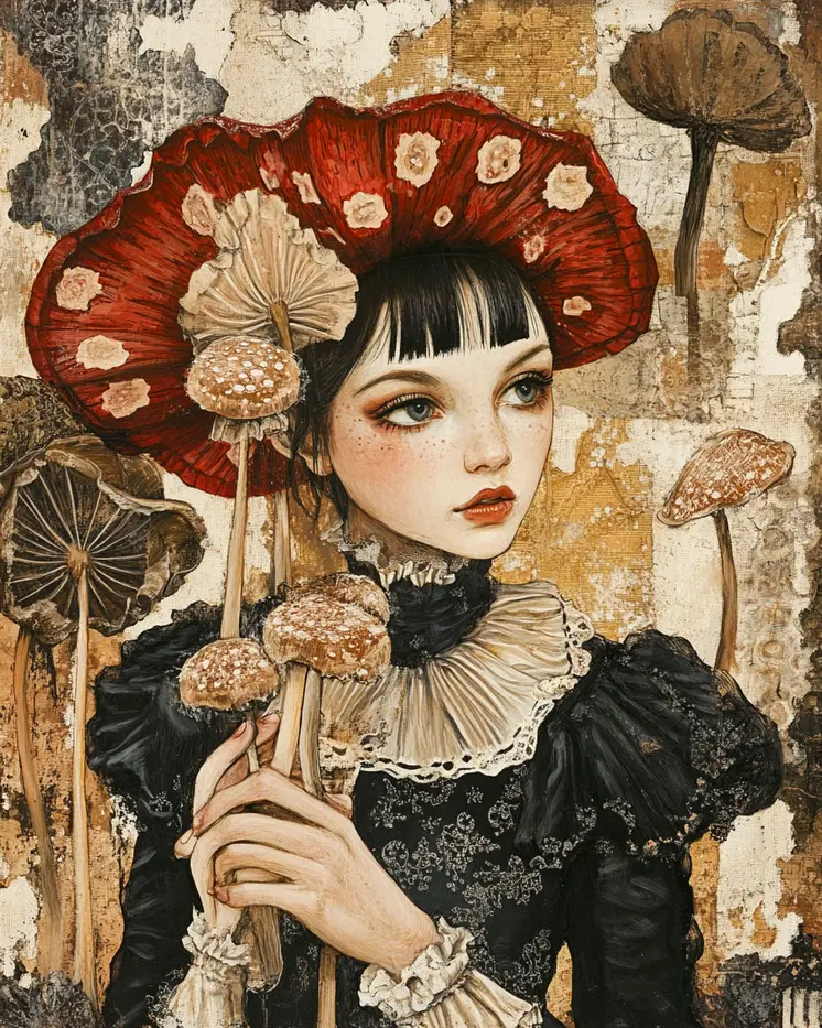 Mushroom Alice - Lowbrow Wall Art Prints - 8"x10" Art Print for 11"x14" Frame