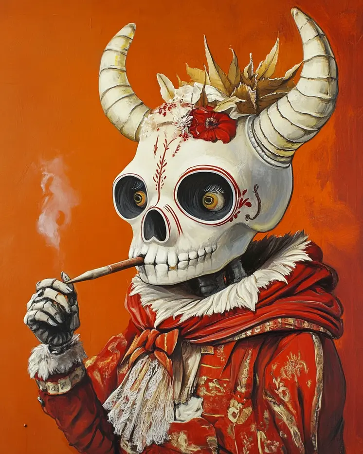 Tokin' Bull Skull Guy - Lowbrow Wall Art Prints - 8"x10" Art Print for 11"x14" Frame