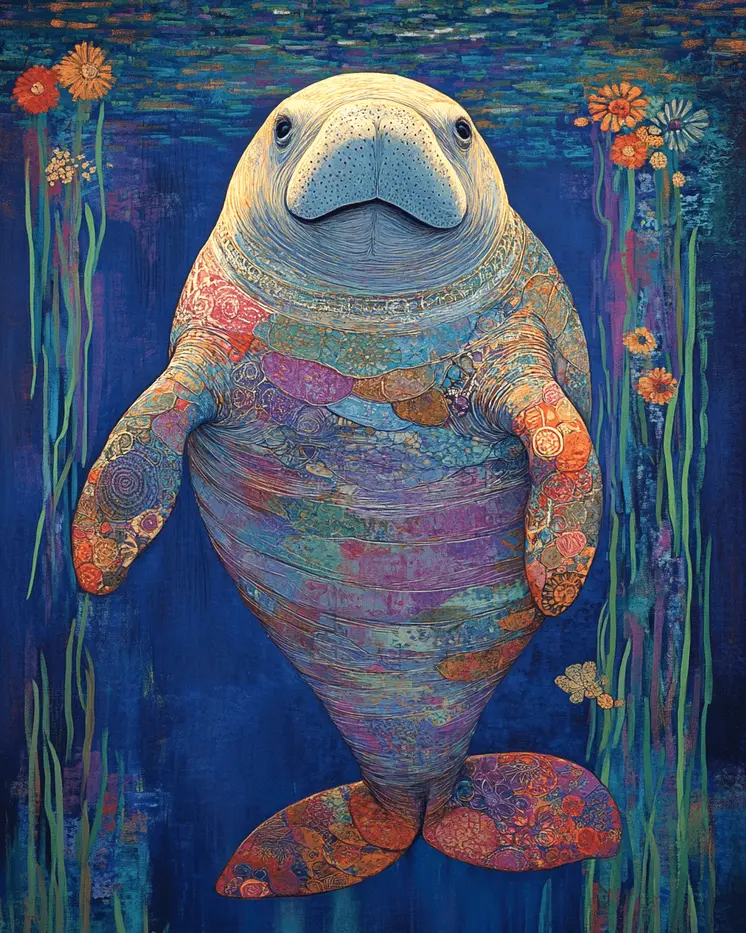 BOHO Manatee - Wall Art Print - Ocean Seaside Beachcore - 8"x10" Artwork - 11"x14" Matte