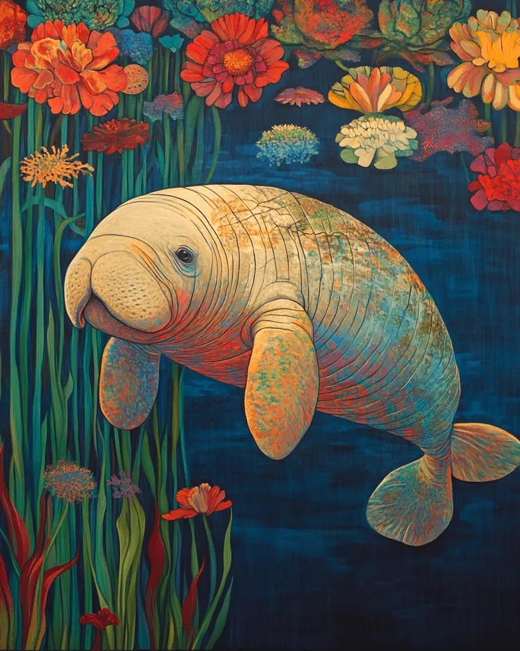 Beachcore Manatee - Wall Art Print - Ocean Seaside Beachcore - 8"x10" Artwork - 11"x14" Matte