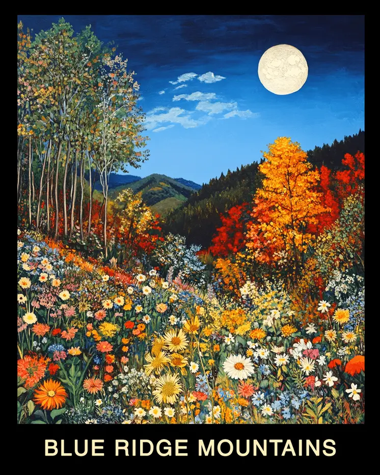 Wildflowers - Blue Ridge Mountains Souvenir Home Decor Wall Art Prints – 8″x10″ Artwork – 11″x14″ Mat